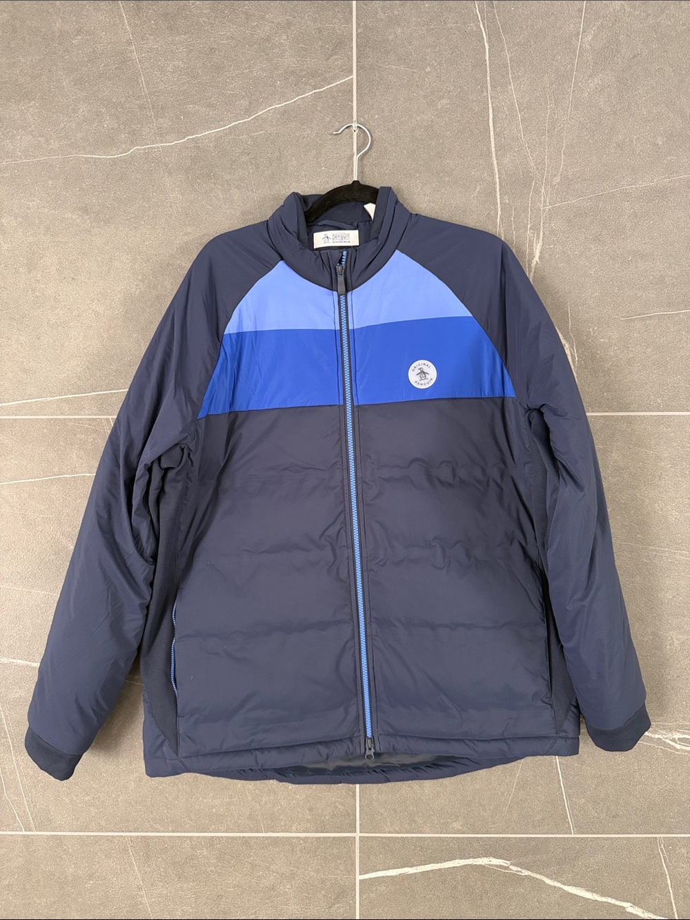 Original Penguin Men's Golf Insulated Mixed Media Jacket - Black Iris - Large